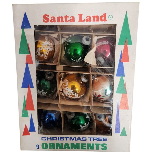 Vintage Santa Land Mercury Glass Ornaments Hand Blown Christmas Poland Box of 9 - Picture 3 of 10